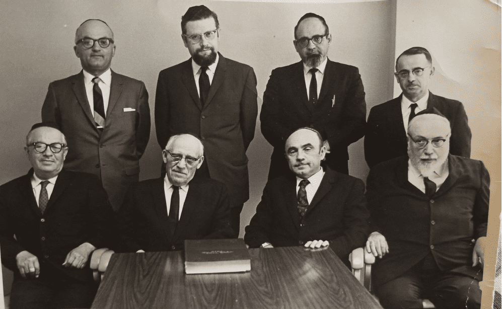 Rabinowitz, top right, poses for a photo with the other rabbis on the Vaad HaRabanim of Greater Washington, the Rabbinical Counsel of Orthodox rabbis in the nation’s capital who provide spiritual guidance, kashrut supervision and a religious court.